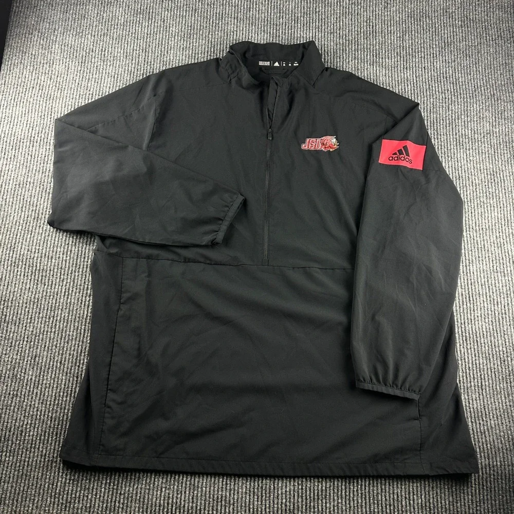 Adidas Jacksonville State Gamecocks Mens 2XL Black Quarter Zip Windbreaker